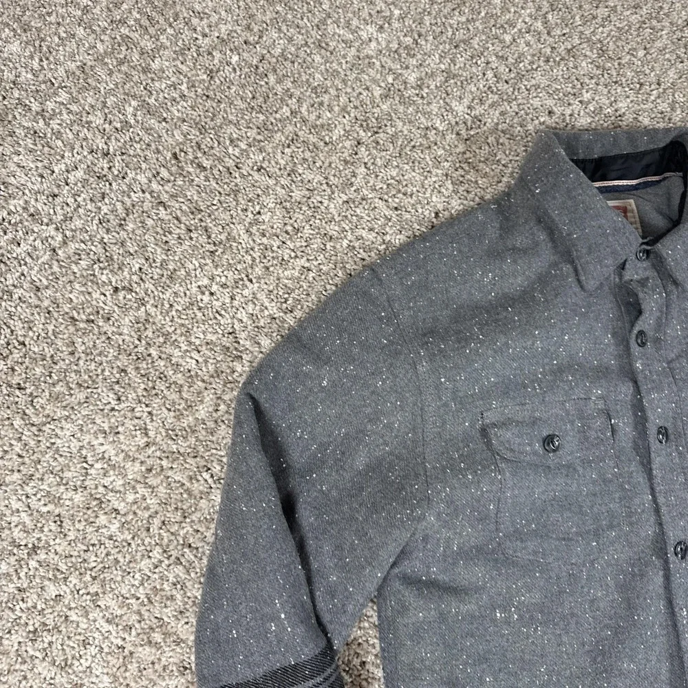 Levis Shirt Jacket‎ Mens Large Gray Wool Blend Lined Western Stripe Shacket - Picture 4 of 12